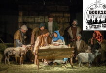 Levende kerststal tijdens Wintermarkt