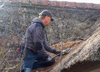 Demonstratie rietdekken bij Museumboerderij Wendezoele