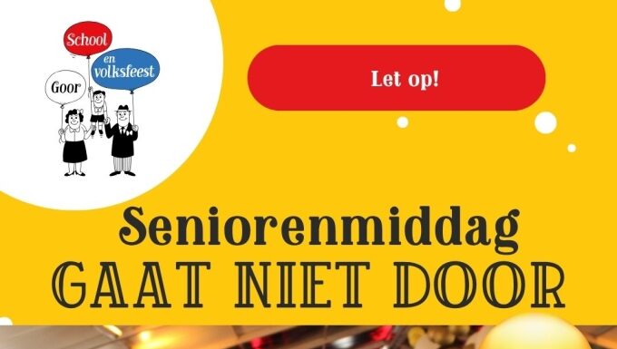 Seniorenmiddag geannuleerd